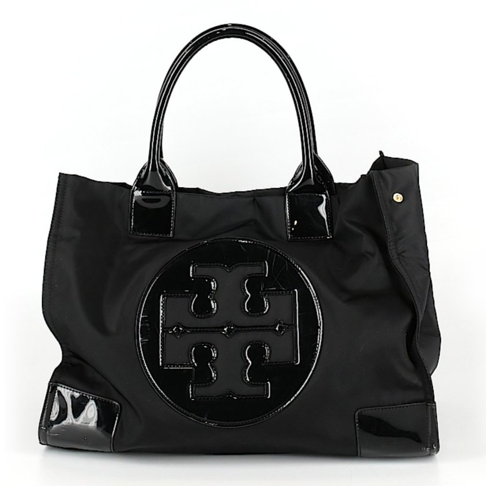 Tory Burch Logo Nylon Black Tote Bag